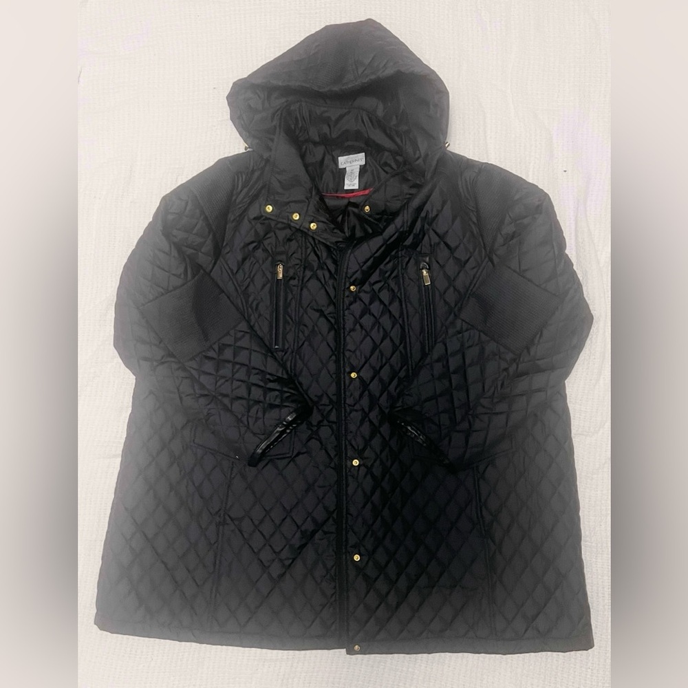 Catherines Black Quilted Puffer Jacket w/ Detachable Hood